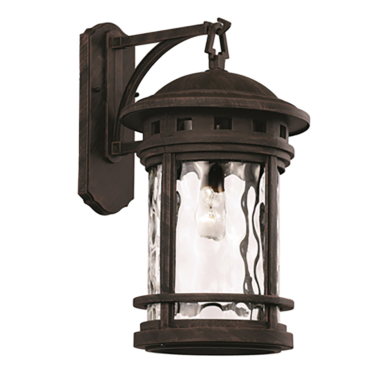 Trans Globe Lighting 40372 RT Boardwalk Rust Wall Lantern with Water Glass