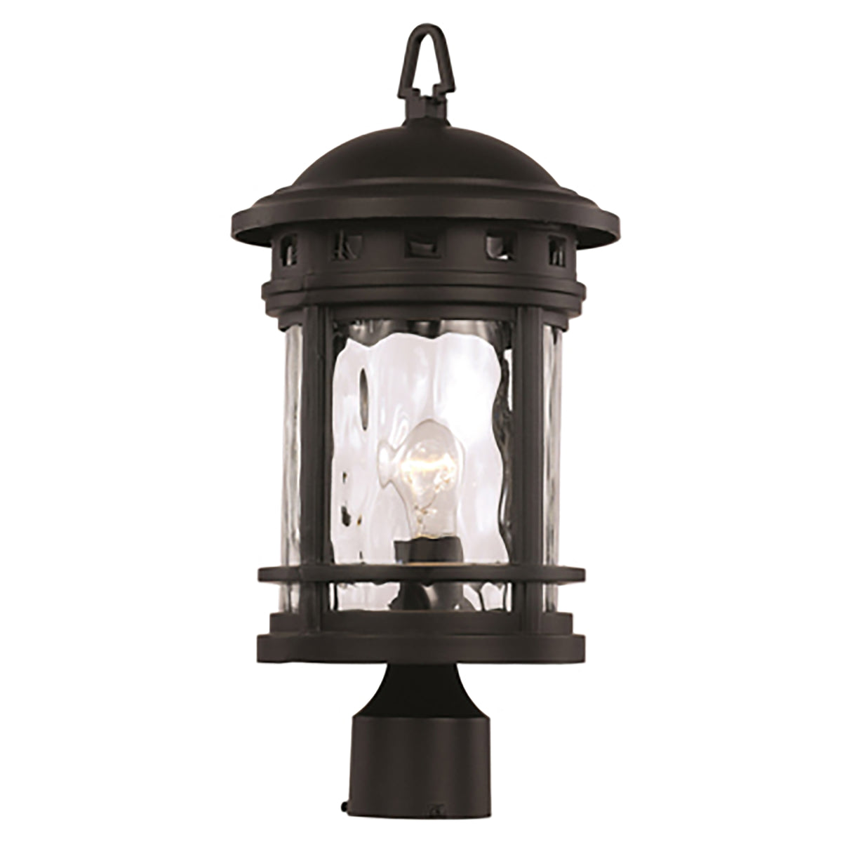 Trans Globe Lighting 40373 BK Boardwalk 1 Light Black Post Lantern Light
