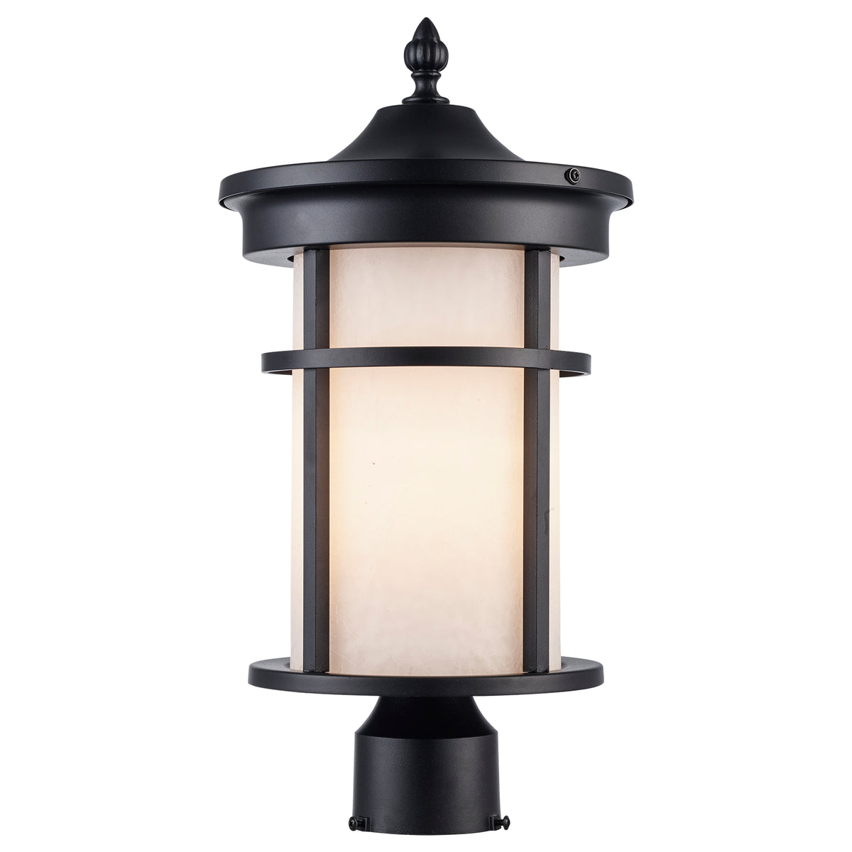 Trans Globe Lighting 40383 BK-FR Avalon black post mount lantern head on