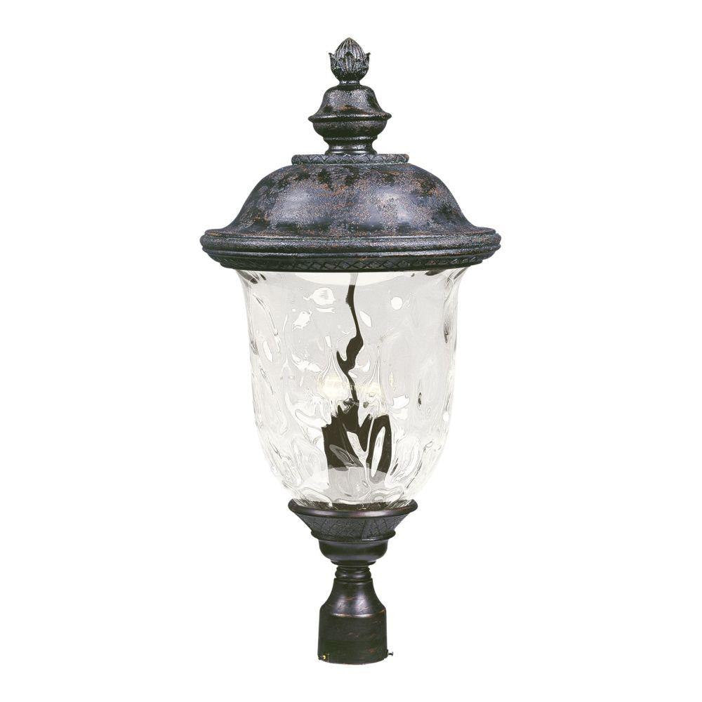 Maxim Lighting 40421WGOB Carriage House VX 3 Light Oriental Bronze Outdoor Post Lamp with Water Glass