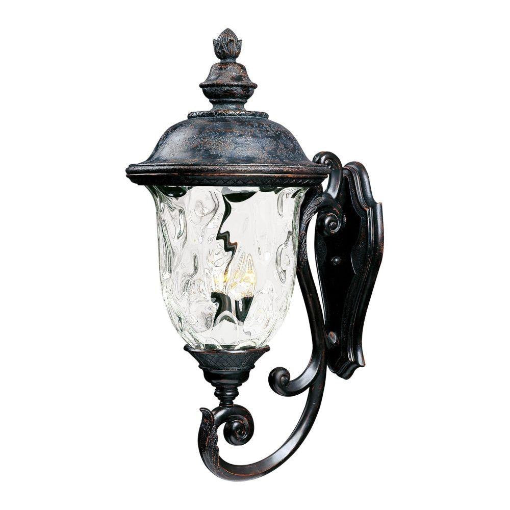 Maxim Lighting 40425WGOB Carriage House VX 3 Light Oriental Bronze Outdoor Wall Lantern with Water Glass