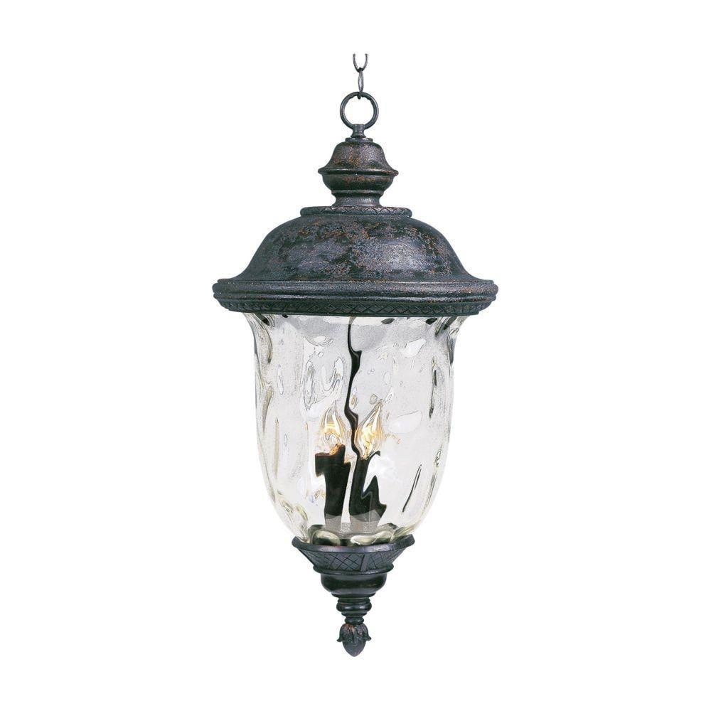 Maxim Lighting 40427WGOB Carriage House VX 3 Light Oriental Bronze Outdoor Pendant with Water Glass Shade