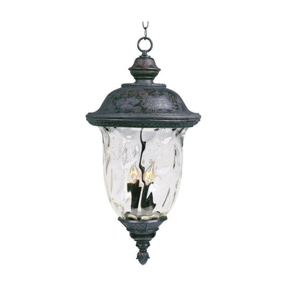 Maxim Lighting 40427WGOB Carriage House VX 3 Light Oriental Bronze Outdoor Pendant with Water Glass Shade
