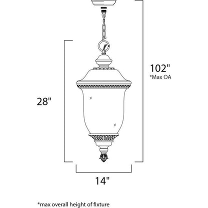 Maxim Lighting 40428WGOB Carriage House VX Dimensions - 14 inch Width, 28 inch Height