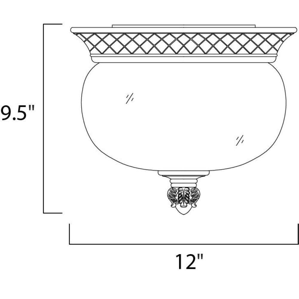 Maxim Lighting 40429WGOB dimension diagram showing 12 inch width and 9.5 inch height