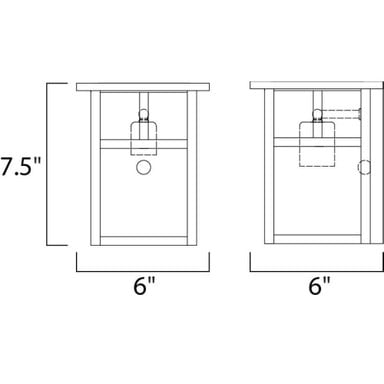 Maxim Lighting 4050WTBK Coldwater 1 Light 7.5 Inch Black Outdoor Wall Lantern - Dimensions Diagram