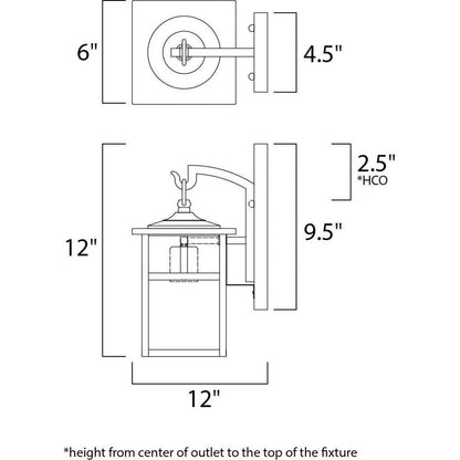 Maxim Lighting 4053HOBU Coldwater Outdoor Wall Lantern Dimensions Diagram