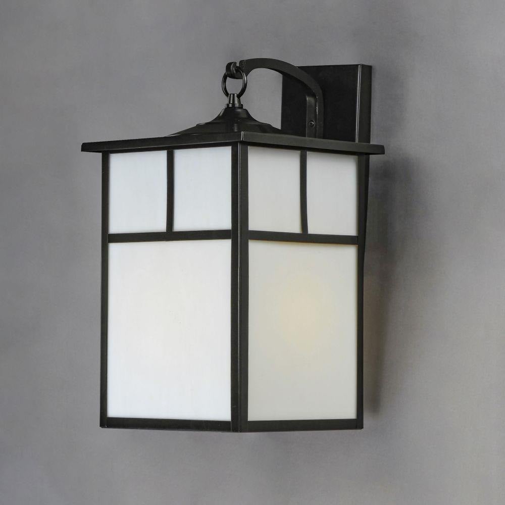 Maxim Lighting 4054WTBK Coldwater 1 Light Black Outdoor Wall Lantern with White Glass Shade
