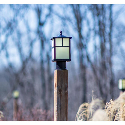 Maxim Lighting 4055HOBU Coldwater Outdoor Post Mount Installed on Wooden Post Lifestyle View