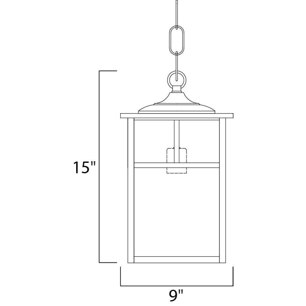 Maxim Lighting 4058WTBK Coldwater Outdoor Pendant Dimensions Diagram - 15 inch Height x 9 inch Width