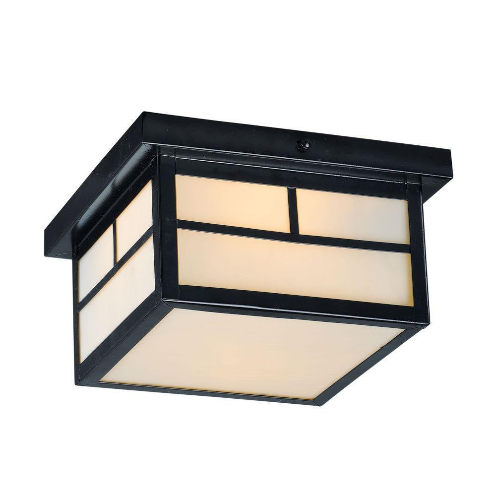Maxim Lighting 4059WTBK Coldwater 2 Light Black Outdoor Flush Mount Ceiling Light - Side Angle View on White Background