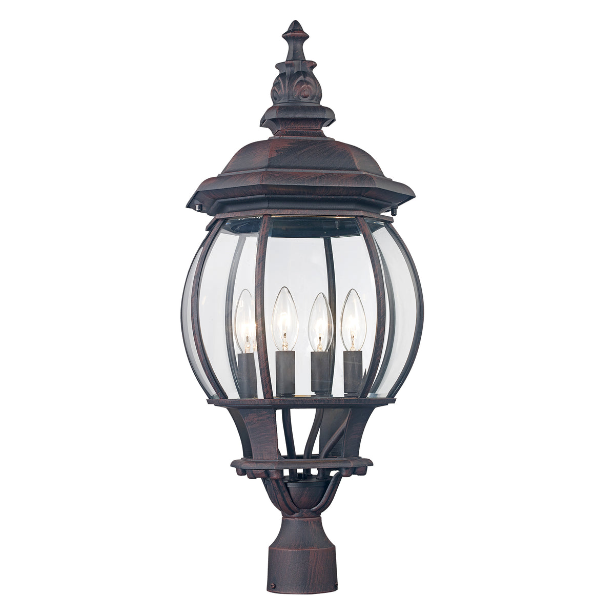 Trans Globe Lighting 4062 RT Parsons 4 light rust post mount light