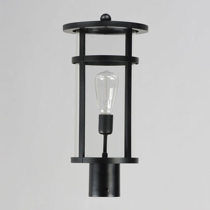 Maxim Lighting 40620CLBK Clyde 1 Light Black Outdoor Post Lantern Front View on Gray Background