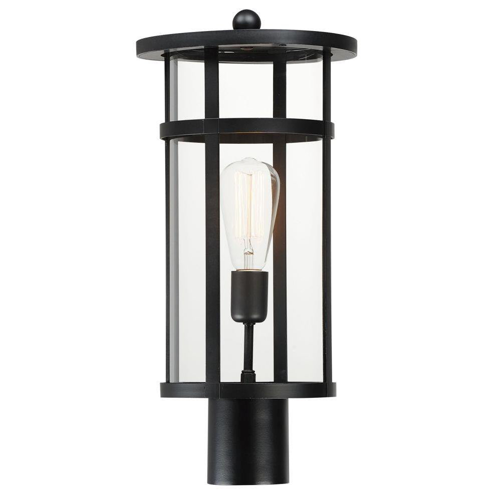 Maxim Lighting 40620CLBK Clyde 1 Light Black Outdoor Post Lantern with Clear Glass on White Background