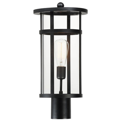 Maxim Lighting 40620CLBK Clyde 1 Light Black Outdoor Post Lantern with Clear Glass on White Background