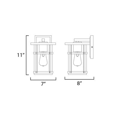 Maxim Lighting 40622CLBK Clyde 1 Light 11 Inch Black Outdoor Wall Lantern - Dimensions Diagram