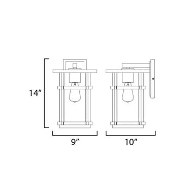 Maxim Lighting 40623CLBK Clyde 1 Light 14 inch Black Outdoor Wall Lantern - dimensions diagram