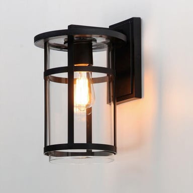 Maxim Lighting 40623CLBK Clyde 1 Light 14 inch Black Outdoor Wall Lantern - angle view lit