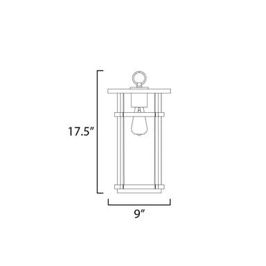Maxim Lighting 40629CLBK Clyde 1 Light Black Outdoor Pendant - Dimension diagram 17.5 inch height 9 inch width