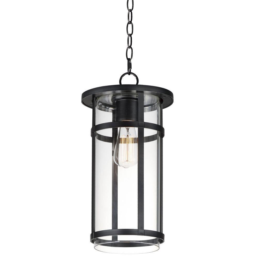 Maxim Lighting 40629CLBK Clyde 1 Light Black Outdoor Pendant - Full view on white background