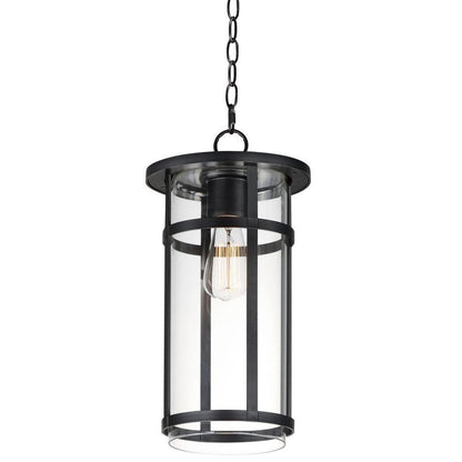 Maxim Lighting 40629CLBK Clyde 1 Light Black Outdoor Pendant - Full view on white background