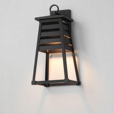 Maxim Lighting 40634BK Shutters Black Outdoor Wall Lantern - lifestyle view mounted on wall