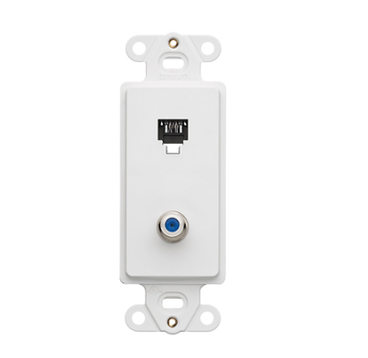Leviton 40659-W Decora Insert, 6P4C + F connector, Screw Terminals, White