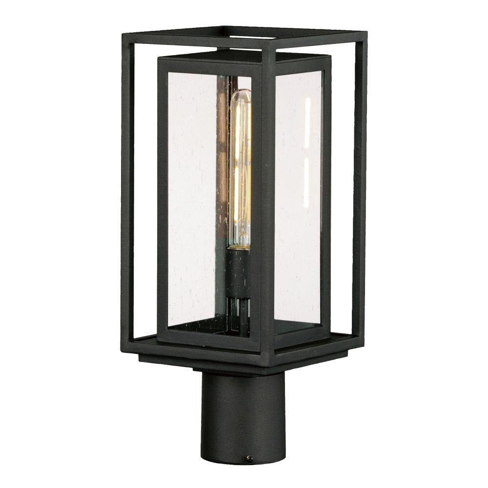 Maxim Lighting 40660CDBK Cabana VX 1 Light Black Outdoor Post Mount with Seedy Glass