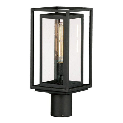 Maxim Lighting 40660CDBK Cabana VX 1 Light Black Outdoor Post Mount with Seedy Glass