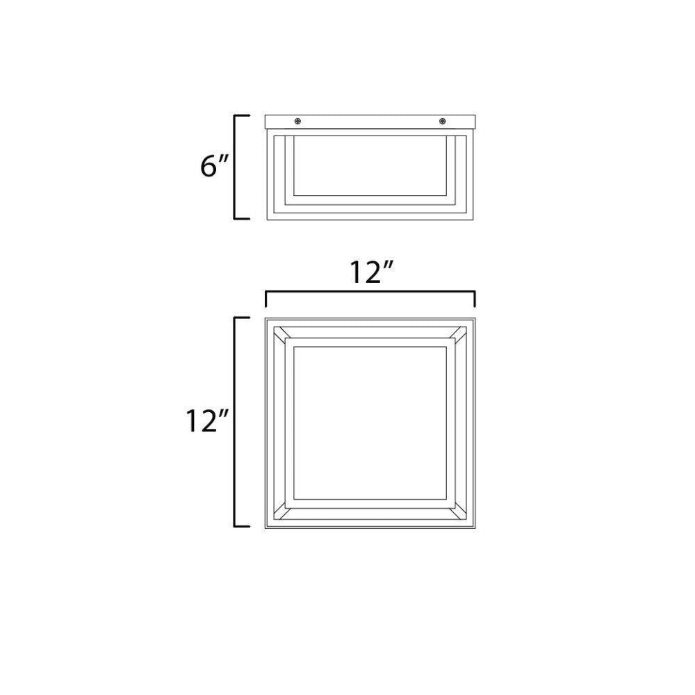 Maxim Lighting 40661CDBK Cabana VX Outdoor Flush Mount Dimension Diagram - 12 inch Wide 6 inch Tall