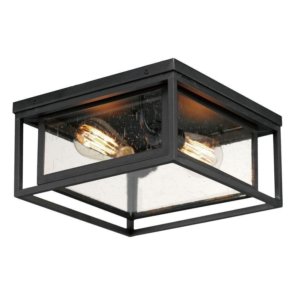 Maxim Lighting 40661CDBK Cabana VX 2 Light 12 inch Black Outdoor Flush Mount Ceiling Light