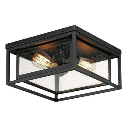 Maxim Lighting 40661CDBK Cabana VX 2 Light 12 inch Black Outdoor Flush Mount Ceiling Light