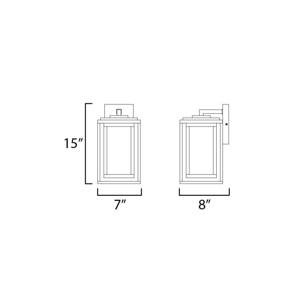 Maxim Lighting 40663CDBK Cabana VX Outdoor Wall Sconce Dimensions Diagram 15 Inch Tall 7 Inch Wide