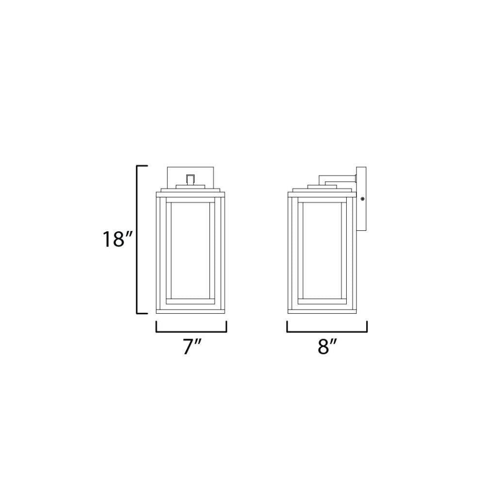 Maxim Lighting 40665CDBK Cabana VX Outdoor Wall Sconce Dimensions Diagram - 18 inch Height, 7 inch Width, 8 inch Depth