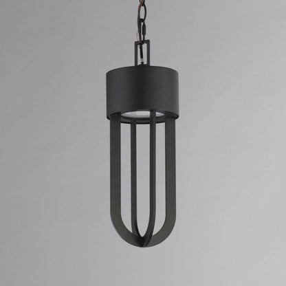 Maxim Lighting 40683BK Quayside VX 1 Light Matte Black Outdoor Pendant - Close-up front view on grey background