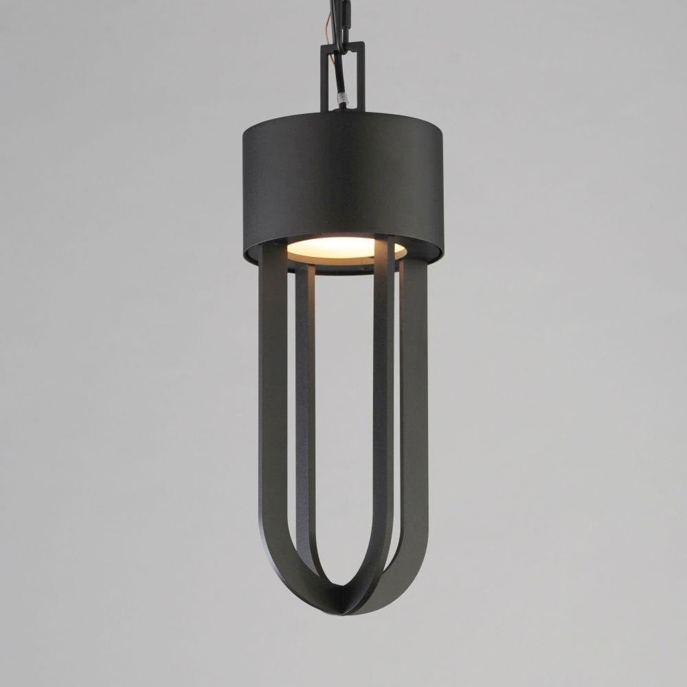 Maxim Lighting 40683BK Quayside VX 1 Light Matte Black Outdoor Pendant - Illuminated close-up on grey background