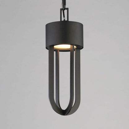 Maxim Lighting 40683BK Quayside VX 1 Light Matte Black Outdoor Pendant - Illuminated close-up on grey background