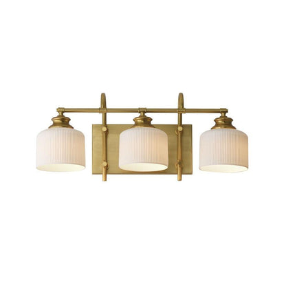 Maxim Lighting 21493WTOI Bisque 3 Light 24 Inch Bath Vanity Wall Light with Ribbed Ceramic Shades