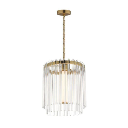 Maxim Lighting 38421CLPN Jolie 1 Light LED Pendant with Clear Glass Rods and Natural Aged Brass Frame