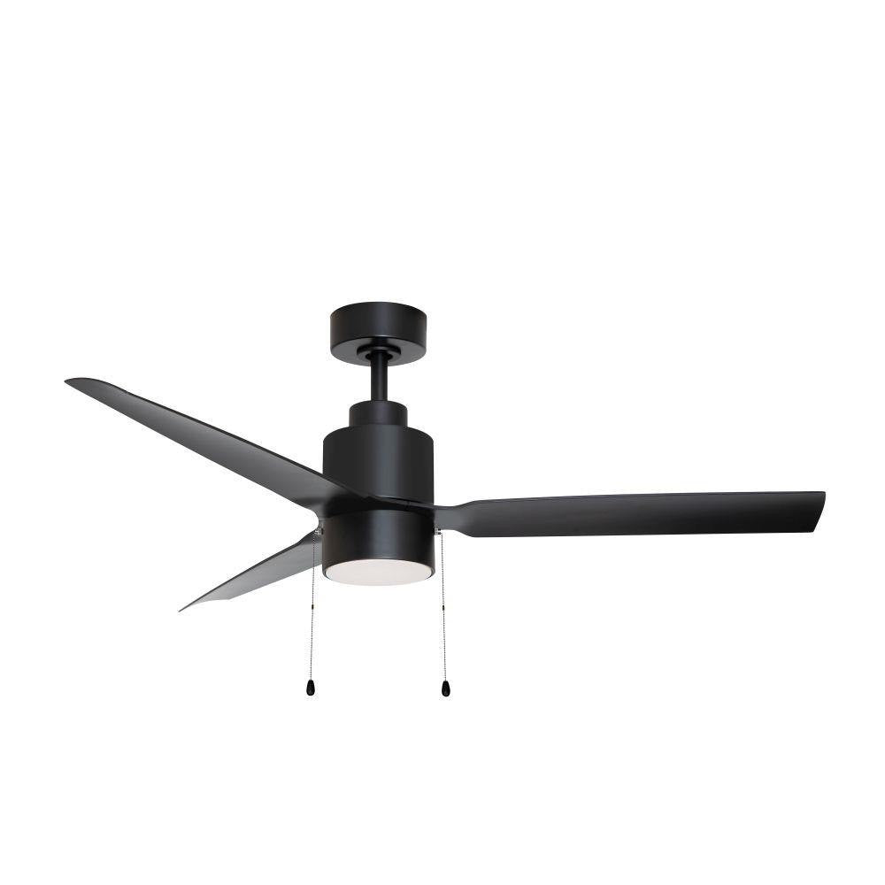 Maxim Lighting 88707MW Falcon 52 Inch Midnight Ceiling Fan with Light Kit - side angle view with pull chains