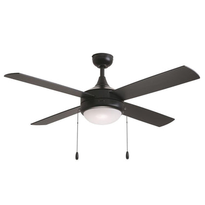 Maxim Lighting 88794BK Quattro 4 Blade 52 Inch Black Ceiling Fan with Light Kit