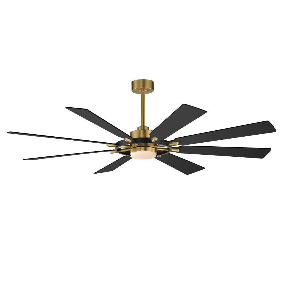 Maxim Lighting 88878BKNAB Helm 72 inch Black/Natural Aged Brass Ceiling Fan with Light Kit - Black Blades View