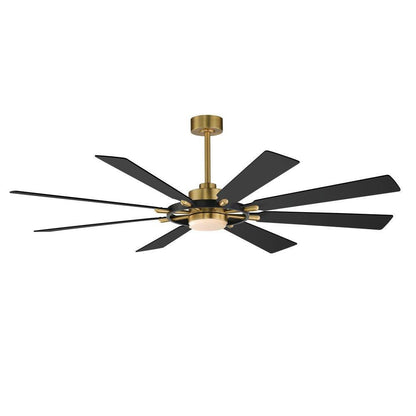Maxim Lighting 88878WTSN Helm 72 Inch Satin Nickel Ceiling Fan with Light Kit - Dark Blade Side View
