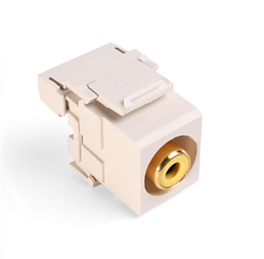Leviton 40735-RYT RCA 110-Termination QUICKPORT™ Connector, Yellow Barrel, Light Almond Housing
