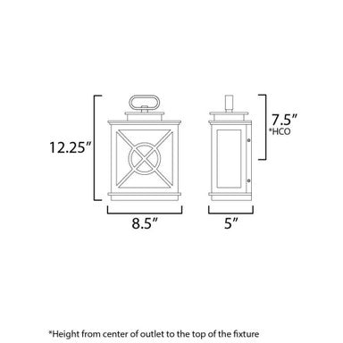 Maxim Lighting 40802CLACPBK Yorktown VX Dimensions Diagram 12.25 Inch Tall 8.5 Inch Wide