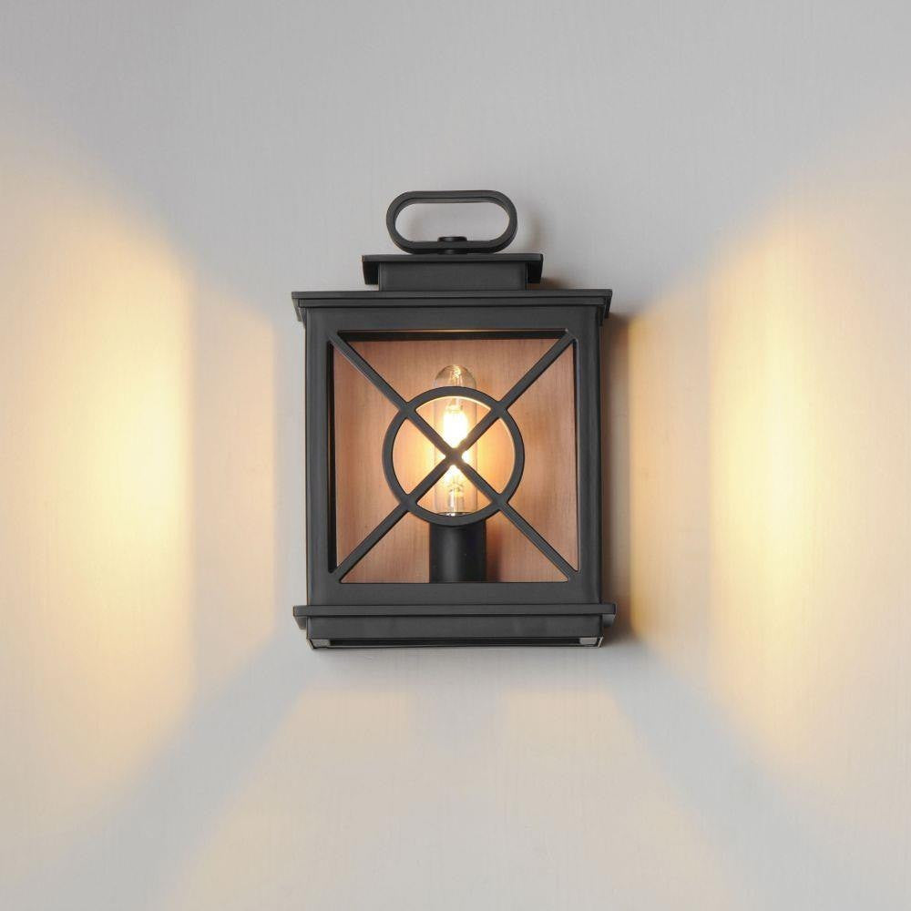 Maxim Lighting 40802CLACPBK Yorktown VX Black Outdoor Wall Lantern Lit Lifestyle View