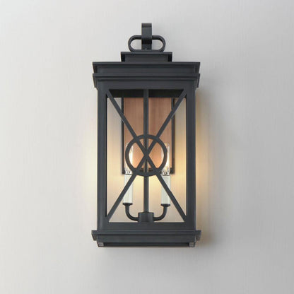 Maxim Lighting 40806CLACPBK Yorktown VX 2 Light Black Outdoor Wall Lantern - Front View on Wall