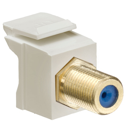 Leviton 40831-FIG Feedthrough QUICKPORT™ F-Connector, Gold Plated, Ivory Housing