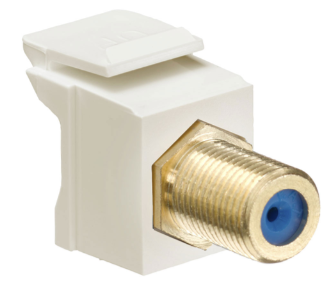 Leviton 40831-FTG Feedthrough Quickport, F-Connector, Gold Plated, Light Almond Housing