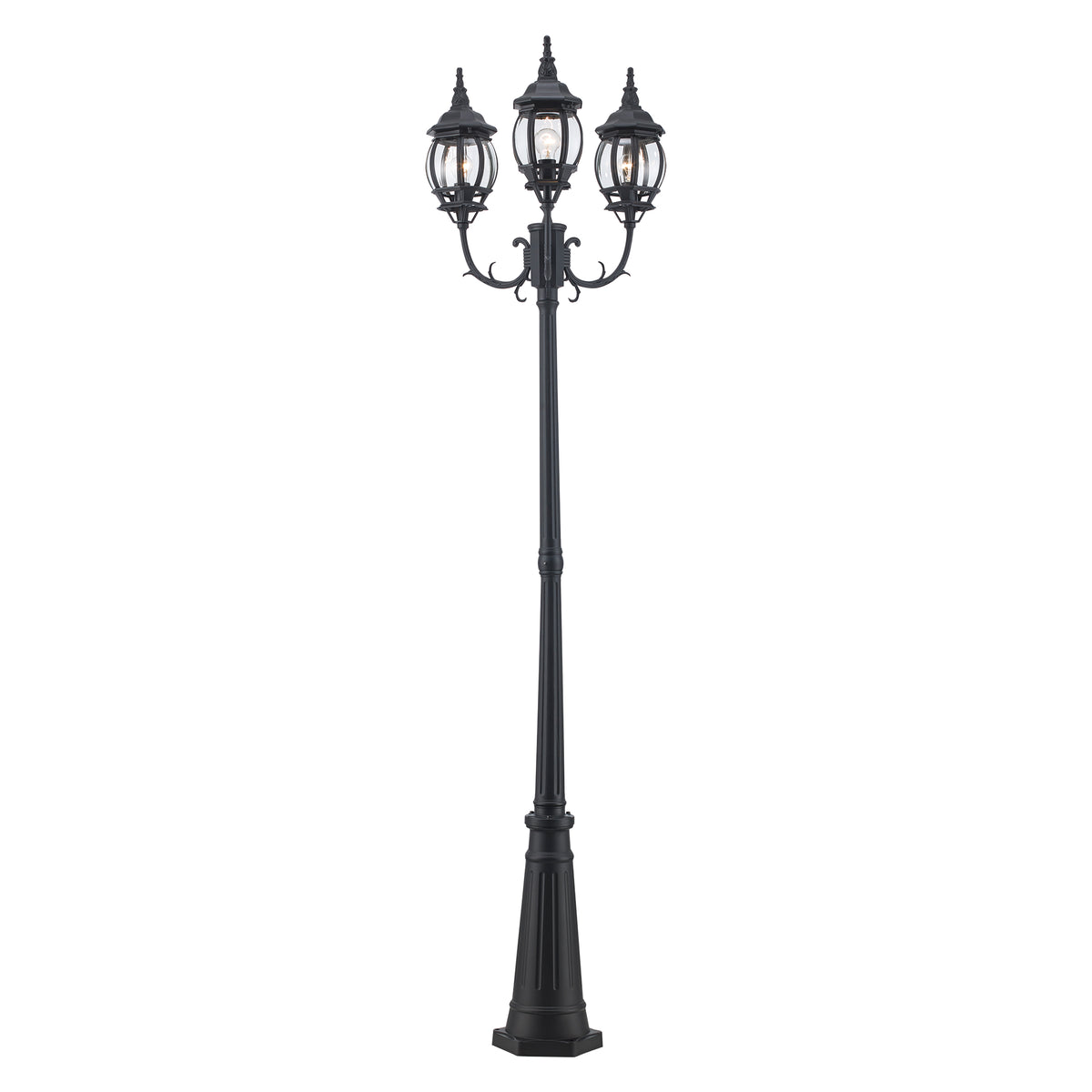 Trans Globe Lighting 4090 BK Parkway 3 Light Black Outdoor Pole Light